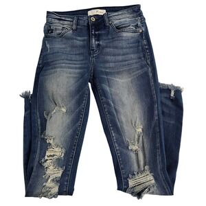 Kancan Distressed Blue Wash Skinny Jeans Juniors Size‎ 7/27
